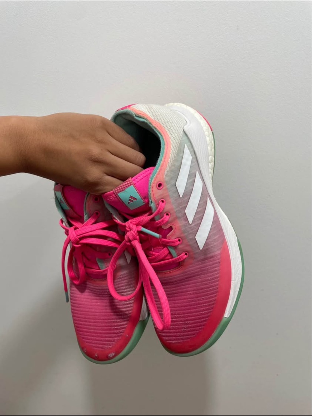 adidas Women’s Hot Pink and Mint volleyball shoes